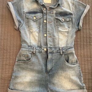 Altar'd State Light Blue Denim Romper